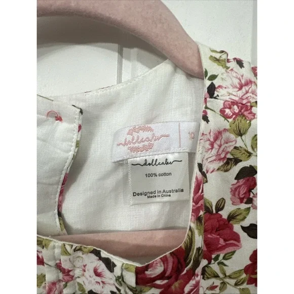 Dollcake Ask Amy Dress Floral Lace  Cotton Girls Size 10 Flower Girl Wedding - Picture 6 of 6